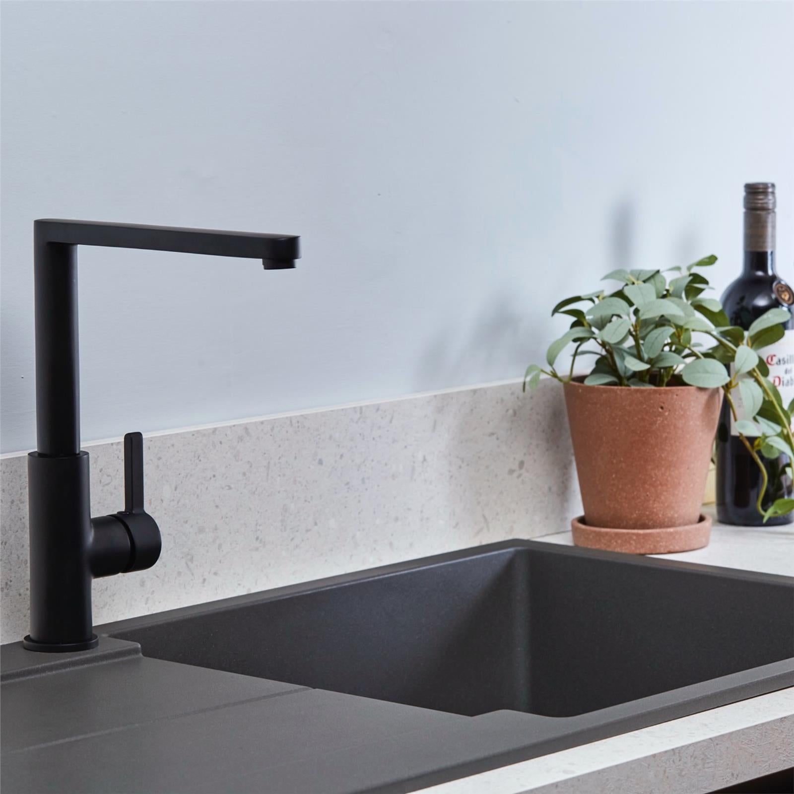 Liquida W25MB 360 Degree Swivel Spout Matt Black Kitchen Mixer Tap